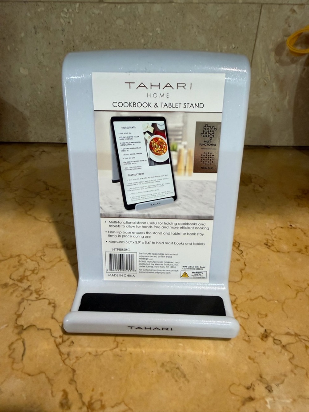 Tahari Light Blue Cookbook & Tablet Stand - Foldable Kitchen Holder